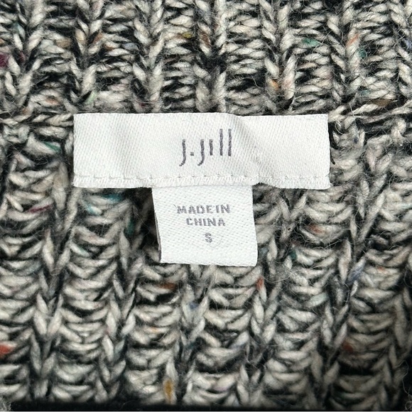 J.Jill Long Sweater Cardigan Black Grey White Speckled Zip Up Sweater Size Small - Picture 6 of 8